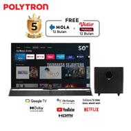 TV POLYTRON PLD 50BUG5959 + SWF 4K UHD SMART CINEMAX SOUNDBAR GOOGLE TV LED 50 INCH