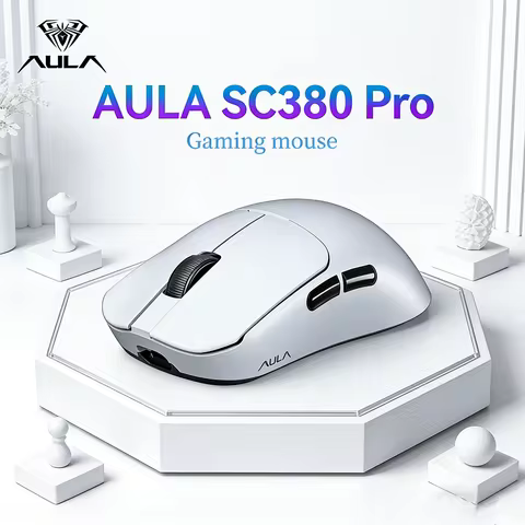 AULA SC380PRO 55g Lightweight Tri Mode Gaming Mouse Magnetic Charging Base RGB 7 Macro Buttons Wirel