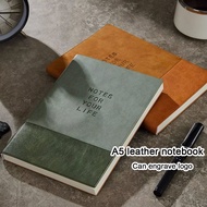 (Can Engrave Logo) A5 soft leather business notebook, diary, notepad, meeting minutes book, student 