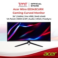 Acer Nitro ED343CURX 34" Gaming Curved Monitor | 240Hz | 1ms VRB | 3440 x1440 | VA Panel | HDMI & DP