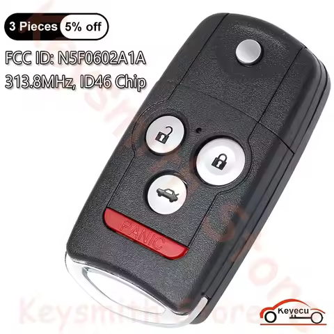 KEYECU 4 Buttons 313.8MHz ID46 Chip for Acura MDX RDX 2007 2008 2009 2010 2011 2012 2013 Auto Flip R