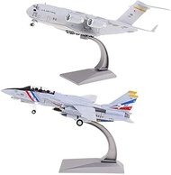 Jet Fighter Military Aircraft 1/200 C-17 & 1/100 F-14 Diecast Display Model with Stand for Decoratio