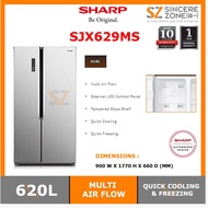 Sharp 620L Inverter Side By Side 2 Doors Fridge SJX629MS / AG+ Nano Deodorizer