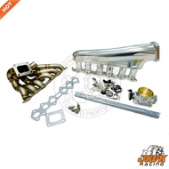 JKVK RACING Billet Intake Manifold Kits+ Turbo Manifold Set With 90MM THROTTLE BODY  For Supra 2JZ 2