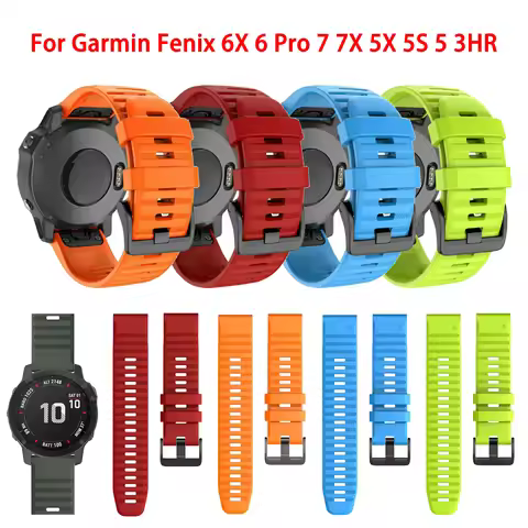 20 22 26mm Silicone QuickFit strap for GARMIN Fenix 6 6X Pro 5X 5S Plus 5 935 945 3HR watch band Bra