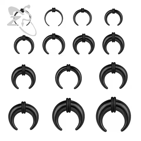 ZS 1PC 2G/4G/6G Buffalo Horn Nose Piercing Stainless Steel Pincher Septum Ring Stretcher Expander 8/