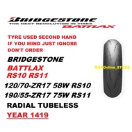 Bridgestone Battlax 190/55-17 120/70-17  TYRE SECOND HAND 190/55-ZR17 75W 120/70-ZR17 58W