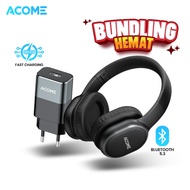 ACOME  Bundling Headphone Tune H2 Bluetooth 5.3 + Charger AC01 3a Fast Charging Original - Garansi R
