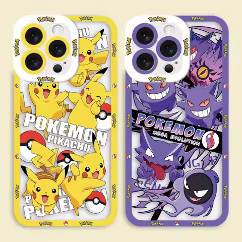 P-Pikachu Turtle Gengar Cover Clear Phone Case For Redmi K40 K60 15C 14C 13C 13 12 12C 10 10C 9 9C 9