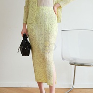 ❂✶ Aiden001 Average Size Summer Pleated Floral Printing And Dyeing Commuter Side Slit Casual Pleated