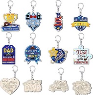 BAPHILE 24 PCS I Love You DAD Wood Craft Color Your Own Happy Fathers Day Keychains DIY Wooden Blank