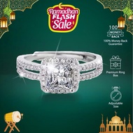 Women's Zirconia Gem Ring Adjustable Engagement Wedding Ring C91 Titanium Platinum Anti-Rust and All