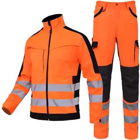 Hi Vis Suit Safety Reflective Jacket and Pants Set Men High Visibility Mens Clothing Workshop Unifor