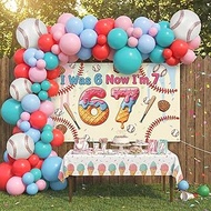 Tigeen 166 Pcs 6 to 7 Birthday Decorations 72.83 x 43.31 Inch Ice Cream Drip Baseball 67 Birthday Ba