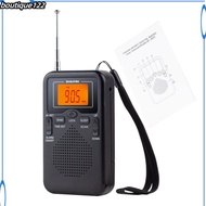 BOU AM FM Radio Battery Operated Portable Pocket Radio With Telescopic Antenna Lanyard Screen Radios Player Best