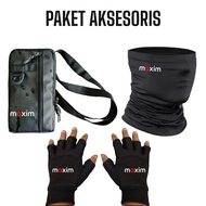 Paket 3 Barang Tas Selempang Hp Anti Air Ojol Maxim Dan Sarung Tangan Motor Juga Dapat Baff Masker /