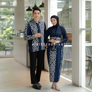 COUPLE TENUN PASANGAN KEBAYA HANA BLUE NAVY - KEBAYA WISUDA - KEBAYA KONDANGAN - KEBAYA LAMARAN - KE