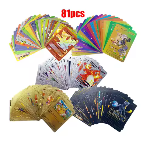 Pokemon Rainbow Cards Gold Silver Vmax GX Card Collection Battle Trainer Card Spanish English French