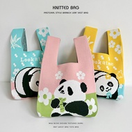 Grandpa Chengdu Same Style Panda Knitted Bag Woven Tote Bag Hand-Carrying Small Bag Souvenir Tote Ba