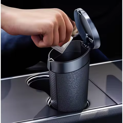 Car Trash Can With Lid Portable Car Trash Bin Car Cup Holder Trash Can 2Pce Leak-Proof Vehicle Trash