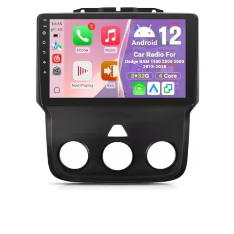 8 Core Car Radio for Dodge Ram 1500/2500/3500 2013-2018: ABS plastic, black, wireless CarPlay Androi