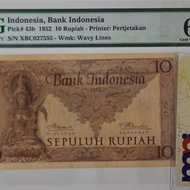 PMG65 EPQ 10 Rupiah Budaya 1952 Seri Pengganti UKI Uang Kuno Indonesia