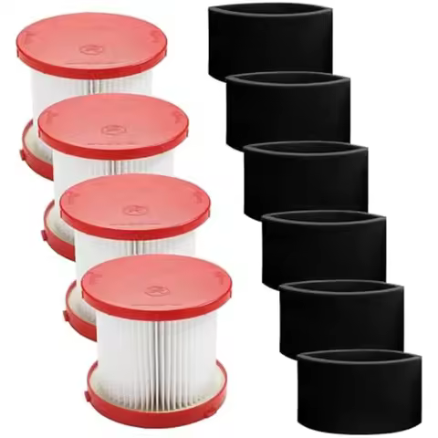 B66C 4pcs 49-90-1900 Filters and 6pcs 49-90-2015 Sponge Filters for Milwaukee Wet Dry Cordless M18 2