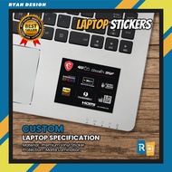 MSI Laptop Logo Stickers MSI GS65 Stealth 95F Laptop Features Specifications Stickers Nvidia RTX GTX