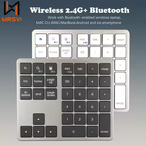 MRSVI K35 Wireless Bluetooth 2.4G Number Pad Ultra-thin Remote Connection Numpad Numeric Keypad for 