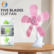 Portable 5 Soft Blades Adjustable Mini Fan 15W Table Clip Fan Wall Fan Strong Wind Kipas Angin Kipas