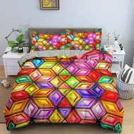 Geometric Pattern Duvet Cover Psychedelic Bedding Set Comfortable Quilt Cover Set With Zipper Closur