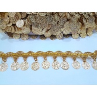 [Per Roll]Gold Lace Coin RM 5107/Indian Dance Coin Lace Gold Coin Lace/ Gold Coin Lace