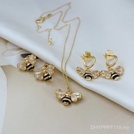 Fun Little Bee Cute Earrings Zircon New Style Glaze Necklace Gold-Plated Set European American Jewel