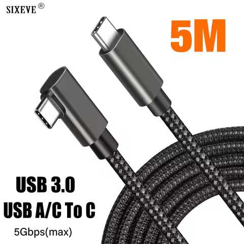 90 Degree Long VR Link USB 3 Type A/C To C Cable For Oculus Quest 2 3 Pico 4 PS4 iPhone 15 16 Pro Ma