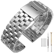 24mm Silver Engineer Watch Band with Screw Brushed & Polished Watch Strap 316L Stainless Steel Watch