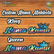 Sticker Cutting Custom Name Crown King &amp; Queen | Hologram Name Custom Writing | Sticker Cutting