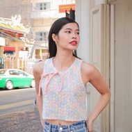 LUCA STUDIO_Lingling crop top - เสื้อครอปผ้าลูกไม้สามมิติ Multi colors ตกแต่งโบว์กำมะหยี่สไตล์จีน