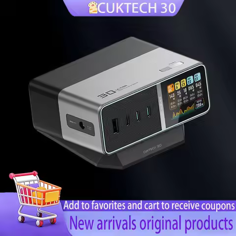 Original CUKTECH 30 Charging Station Ultra 300W GaN USB-C DC Charger 1.83" IPS Display For Xiaomi IP