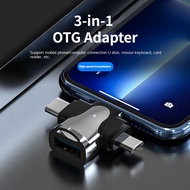 Suitable for type-c Android micro Lightning to USB3.0 3-in-1 OTG adapter connected to mouse keyboard U disk mobile phone computer laptop