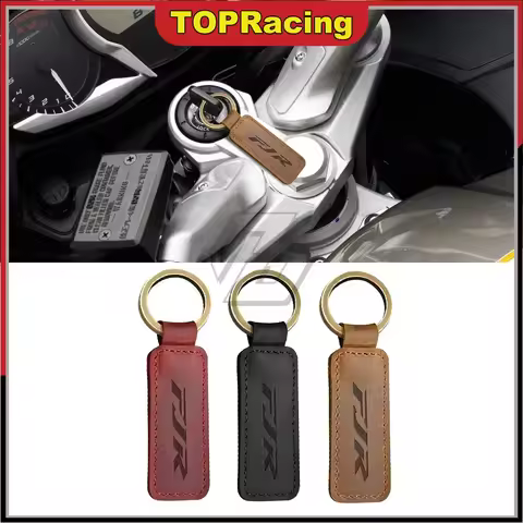For Yamaha FJR1300 FJR1300A FJR1300ES FJR1300P Motorcycle Leather Cowhide Keychain Key Ring