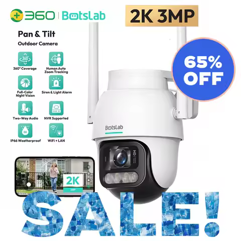 Qihoo360 Botslab 2K 3MP HD Outdoor Camera Wireless PTZ Smart Home Cam Night Vision Siren and Light A