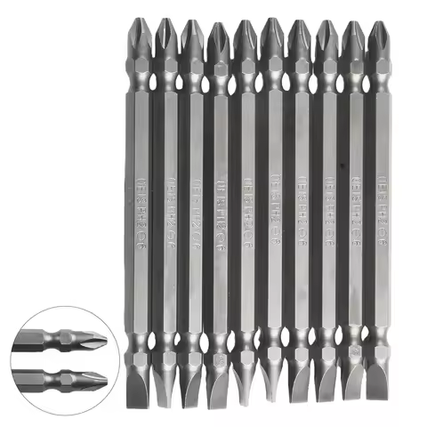10pcs Screwdriver Bits Double Head Magnetic Drill Bit PH2 Cross 6mm Slot 150/200mm For Electric Driv