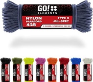 GO!elements 15 m Paracord Rope Made of Tear-Resistant Nylon - 3 mm Paracord 425 Type II Max. 192 kg 