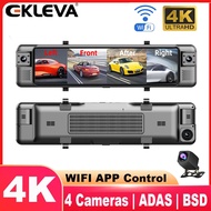 EKLEVA 4CH Dash Cam 11 Inch 4K+1K+1K+1K WIFI Rear View Mirror 4 Cameras Video recorder Car DVR ADAS 