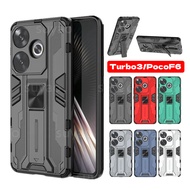 For Redmi Turbo 3 Xiaomi Poco F6 X6 5G 2024 Phone Case Stand Holder Camera Shockproof Armor Hard Cas