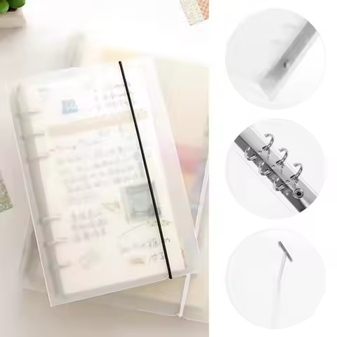 2Pcs A5 Binder Notebook Cover Clear File Organizer Folder Portable Office Document Holder for School