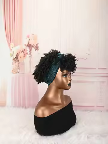 Headband Wig Curly Headband Wig With Bangs For Women Synthetic Afro Curly Hair Wig With Headband Att