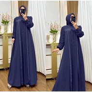 Luxurious, contemporary korean style Turkish abaya dress in navy blue, ceruty material, babydoll, Sw