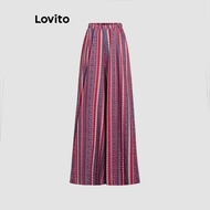 (Trendy) Lovito Boho Pants Tribal Print Ruched Pants for Women L112ED565
