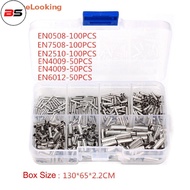 BS 600Pcs/box 0.5-6m㎡ 22-10 AWG Non-Insulated Wire Connector Ferrules Electrical Cable Terminal Copp